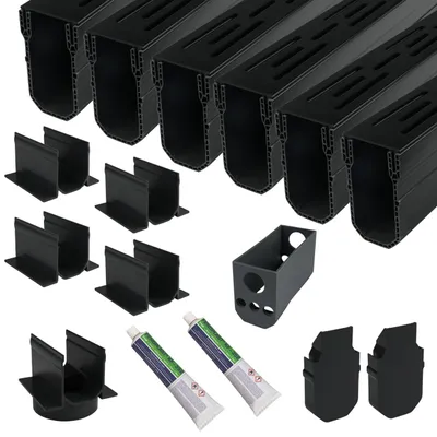 Produktbild von Schmale Linienentwässerung Schwarz 6 Meter - Komplettset