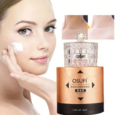 Imagen del producto de Colágeno peptídico en polvo Osufi, colágeno cosmético para el cuidado de la piel, textura ligera, se puede usar solo o con crema, 50 g