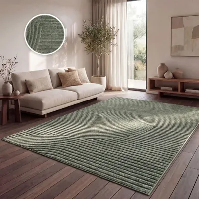Produktbild von Paco Home Outdoor Teppich Wetterfest Balkon Wohnzimmer Boho Geometrisches Muster Einfarbig 120x160 cm