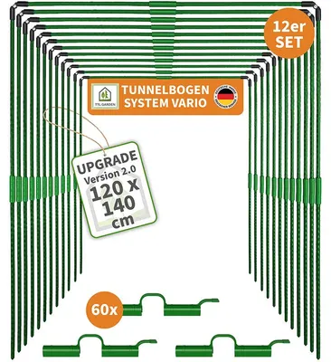 Produktbild von TTL GARDEN Vario 120 Tunnelbogen Set 12x B120xH140cm + 60 Clips grün