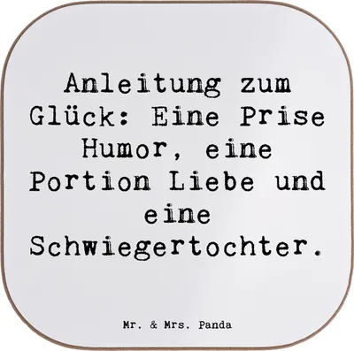 Produktbild von Mr. & Mrs. Panda PErsonalisierte Bierdeckel Humor Liebe Schwiegertochter - Weiß - Geschenk, bedruckt, Untersetzer, wertschätzende Geschenke, Jubiläen, Beziehung, Lächeln