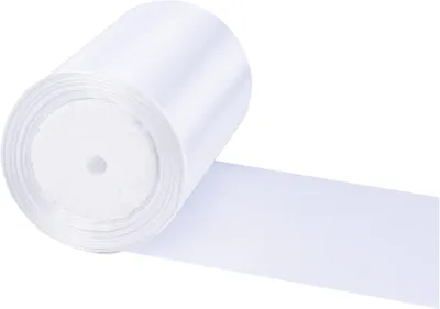 Imagen del producto de Cinta de satén blanca, de 10 cm de ancho y 23 metros de largo, ideal para envoltorios de regalos