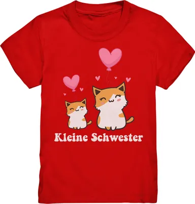 Produktbild von Kleine Schwester T-Shirt Katzen Kleine Schwester Geschenk – Red / 152/164 (12-14)