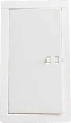 A white cleaning door for a chimney or stove.