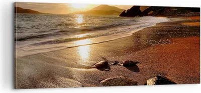 Produktbild von Bild auf Leinwand - Leinwandbild - Strand Wolken Abend Küste - 100x40cm - Wand Bild - Wanddeko - Leinwanddruck - Bilder - Kunstdruck - Wanddekoration - Leinwand bilder - Wandkunst - AB100x40-2527