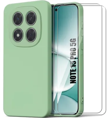 Image de Coque + 2 Verres Trempés pour Xiaomi Redmi Note 15 Pro 5G, Protection Silicone Anti-Rayures Vert