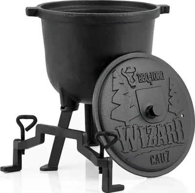 Obrázek produktu pro BBQ-Toro magic kettle "Wizard", 7 litrů, litinový hrnec na vaření se třemi nohami, víkem a rukojetí