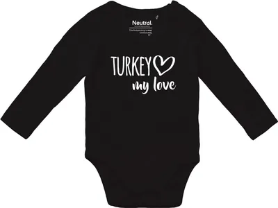 Produktbild von Huuraa Baby Body Turkey my love 74 Black  Baumwolle Fairtrade Langarmbody Geschenkidee