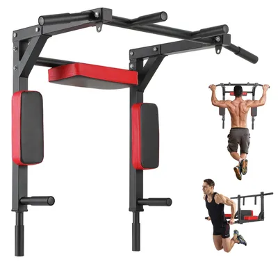 Immagine prodotto di Barra per trazioni a parete multigrip - Carico 200 kg - 94,5 x 77 x 48 cm - Nero