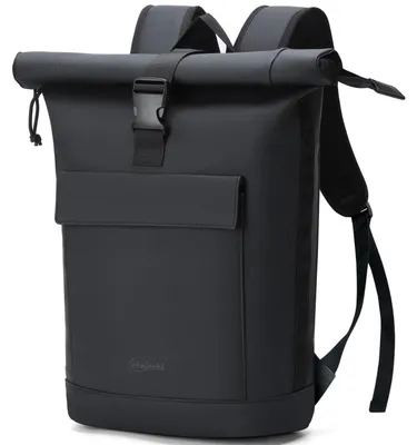 Produktbild von Rolltop Rucksack Damen & Herren, Laptop Rucksack Wasserdicht mit 17 Zoll Laptopfach, Reiserucksack Tagesrucksack Schulrucksack, Schwarz