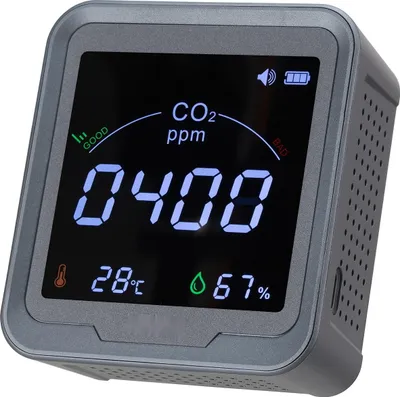 Produktbild von CO2-Messgerät - Detektor & Monitor - NDIR-Sensor - Temperatur- & Luftfeuchtigkeitsanzeige - Für Innen & Außen, Auto, Büro - Wandmontage