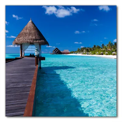 Produktbild von Wallario selbstklebende Möbelfolie/ Tischdecke für Innen und Außen, Größe: 70 x 70 cm - Ein Platz in der Südsee