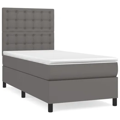 Image de vidaXL Lit boxspring avec matelas Gris 100x200 cm similicuir