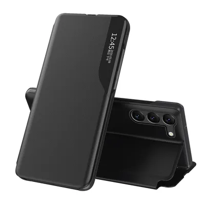 Obrázek produktu pro Flipové pouzdro pro Samsung Galaxy S25+,Polyuretankůže pouzdro s okénkem a funkcí stojánku černé