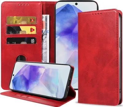 Obrázok produktu pre Smartphonica puzdro na telefón vhodné pre Samsung Galaxy A55 z umelej kože s magnetickým zapínaním a držiakmi na karty