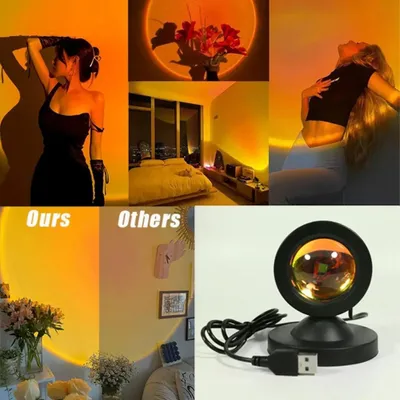Produktbild von Sunset Lamp,Sonnenuntergang Lampe mitUSB,Nachtlicht Rainbow Light 16 Farben Zwei Fernbedienungen 16Dynamische Modi 180°Drehung Sunset Projektionslampe