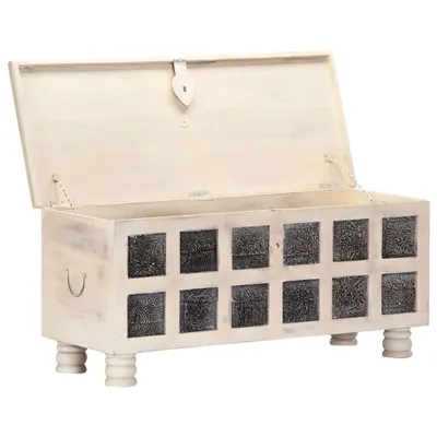 Produktbild von vidaXL Aufbewahrungstruhe Weiß 110 x 40 x 45 cm Massivholz Akazie
