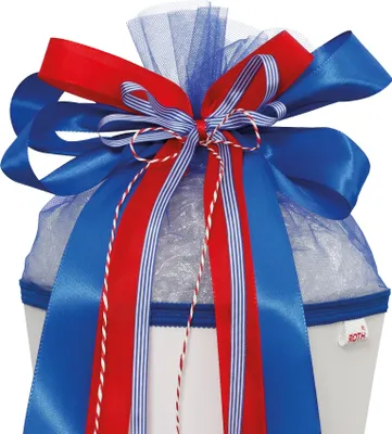 Produktbild von ROTH Schultütenschleife Blue Berry - fertig gebunden ca. 50 x 23 cm - Schulanfang-Schleife