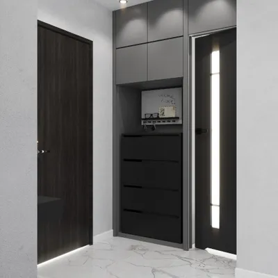 Produktbild von Schuhschrank für den Flur Schuhregal modular Schrank mit Platz zum Aufbewahren von Schuhen Schuhbank mit die Klappe Schwarz Matt Schuh-Kommode