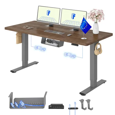 Obrázek produktu pro FLEXISPOT E1 Pro, elektricky výškově nastavitelný stůl, EU, 140x80 cm, deska o tloušťce 25 mm, dvojitý motor, nosnost 120 kg, design "kafeové dřevo"
