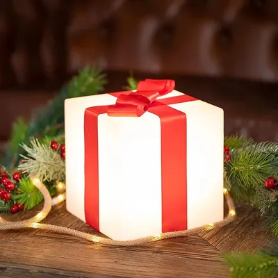Produktbild von Newgarden Gifty Leuchtwürfel Geschenk LED Farbwechsel Solar und Akku 32 cm Weiß