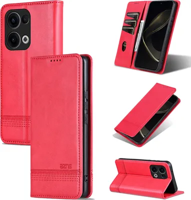 Image de Etui en cuir pour Oppo Reno13, étui portefeuille pliable avec fermeture magnétique et support Rose