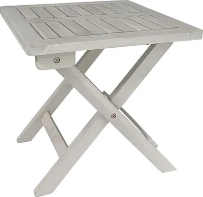 A white wooden folding table on a white background.