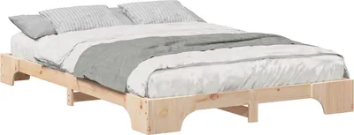 Image de vidaXL Cadre de lit Marron 140 x 220 cm Pin massif