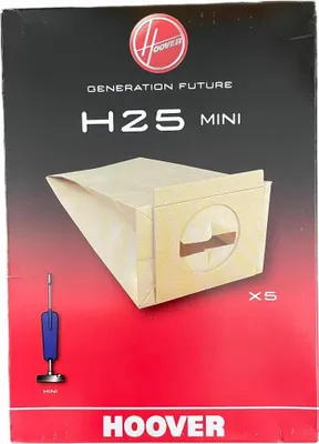 The image shows the packaging for Hoover H25 Staubsaugerbeutel, Staubbeutel für Mini.