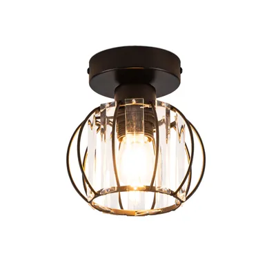 Produktbild von ZMH Deckenlampe Modern Deckenleuchte Kristall Schwarz Flurlampe E27 Vintage Küchenlampe mit Metall Rahmen Innen Deckenbeleuchtung für Flur Korridor Küche Balkon Wohnzimmer Hotel (Ohne Leuchtmittel)