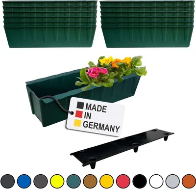 Produktbild von BURI 12 Euro-Paletten Blumenkästen-Einsätze inkl. Bewässerungsmatte | 37,3cm Dunkelgrün | Pflanzkasten für Europalette Palette | Balkonkasten | Blumentopf | aus stabilen Kunststoff | Germany