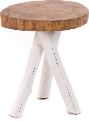 Produktbild von BEISTELLTISCH TEAKHOLZ 40 | 40x34cm (HxB) Massivholz Telefontisch      | Farbe: 06 weiß-landhaus