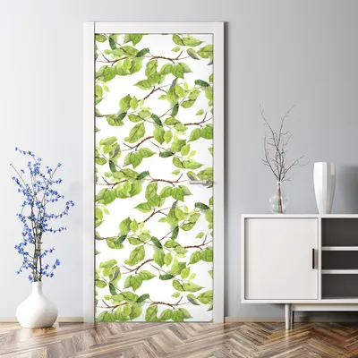 Produktbild von Dekorative Türtattoo selbstklebend Klebefolie Tür Tattoo Aufkleber Frühlingsblätter 85 x 200 cm