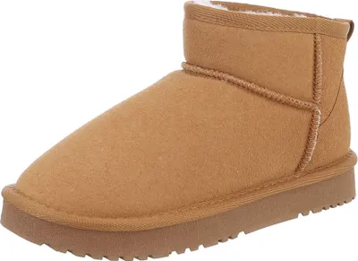 Produktbild von Ital-Design Damen Stiefeletten Flache Stiefeletten Warm gefüttert Wildlederoptik Snowboots 87283927 Camel Gr.  38