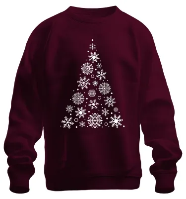 Produktbild von Schneeflocken Weihnachtsbaum - Weihnachten Sweatshirt Pullover, Burgundy, 3XL