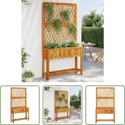 Obrázok produktu pre The Living Store Kvetináč s mriežkou a policou 100x32x185 cm akáciové drevo