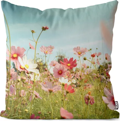 Produktbild von VOID Rosa Blumenwiese Sommer Blumen Kissenbezug Kissenhülle dekoration wasserfest Outdoor Garten Kissen bezug deko