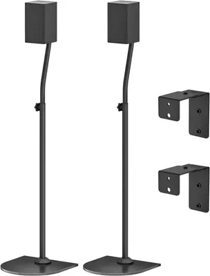 Image de Supports pour enceintes - Pieds réglables - Home cinéma - Réglage de la hauteur sans fil - 84-107 cm - Noir