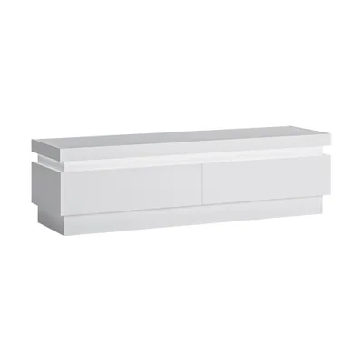 Produktbild von Wohnzimmer TV Lowboard mit 2 Schubladen und indirekter Beleuchtung, weiß Hochglanz, LYNDHURST-129, B/H/T ca. 146,5/42/42 cm
