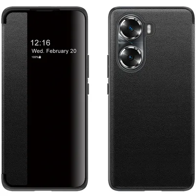 Obrázek produktu pro Pouzdro pro Honor 60 tenkéPolyuretankožené klopové pouzdro s okénkem pro zobrazení černé
