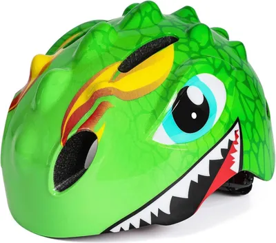 Image de Casque de vélo pour enfants Cartoon 3D Design Vert Taille réglable S 50-54 cm