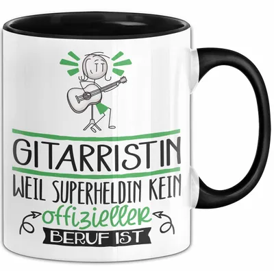 Produktbild von Gitarristin Geschenk Tasse Lustiger Spruch Gitarristin Weil Superheldin Kein Offizieller Beruf Ist Geschenkidee (Schwarz)