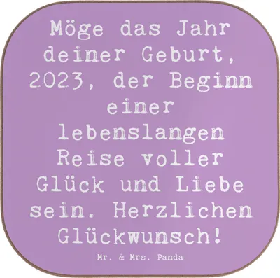 Produktbild von Mr. & Mrs. Panda Untersetzer für Gläser Spruch 2023 Geburtstag - Lavendeltraum - Geschenk, gläseruntersetzer, Tischuntersetzer, Tassen, Tasse, Inspirierende Worte, Liebe
