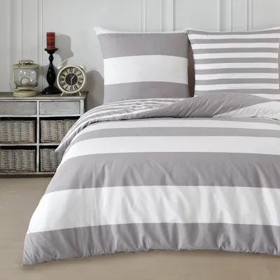Produktbild von Buymax® Renforce Bettwäsche 155x220 cm, aus 100% Baumwolle 2 teilig mit Reissverschluss Kopfkissenbezug 80x80 cm Bettbezug Deckenbezug Set