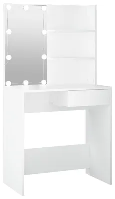 Productafbeelding van vidaXL Make-up tafel met LED-verlichting, wit, 74,5 x 40 x 141 cm