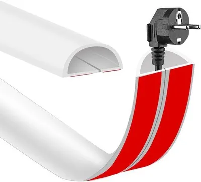 Produktbild von Unyqoos® selbstklebender halbrunder Kabelkanal 2 m, Weiß – Kabelabdeckung für HDMI-, Strom- und USB-Kabel, wasserfest, innen und außen