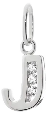 Obrázok produktu pre Písmeno J malý prívesok 925 striebro 8 mm abeceda zirkón 9182