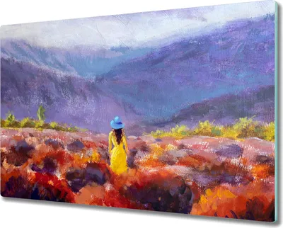 Produktbild von Coloray Kochplattenabdeckung Herdabdeckplatte 80x52 cm Hackbrett Schneidebrett Küchenbrett - Bergwiesenlandschaft