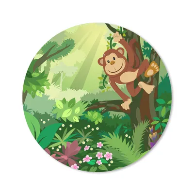 Produktbild von MuchoWow® Mauspad Mousepad Affe - Dschungel - Jungen - Mädchen - Blumen - Kinder 30x30 cm - Mousepads - Maus Mat - Pad - Mausunterlage - Tischunterlage - Schreibtischmatten