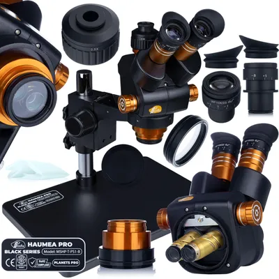 Productafbeelding van Haumea MSHP-T-PS1-B Mikroscoop Trinoculair – C-Mount Aansluiting | 6,5x–58x, Werkafstand 115 mm | Soldeerwerk Inspectie